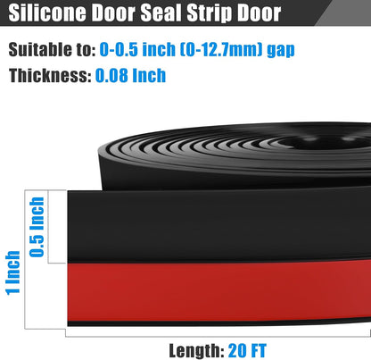 Draft Seal Tape for Doors and Windows 2 in x 20 Ft Silicone Weather Stripping Extra Thick 2mm Door Seal Strip with Strong Adhesive Draft Insulation Stopper Side Seal - Clear