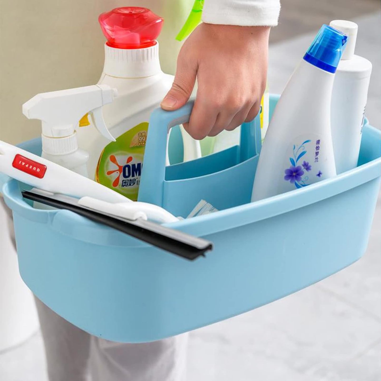 JiatuA Large Cleaning Supplies Caddy Portable Shower Caddy Basket Dark Gray | Sturdy Supply Organizer with Handle Plastic Bucket Tool Storage for Bathroom Bedroom Kitchen Garden College Dorm Essentials