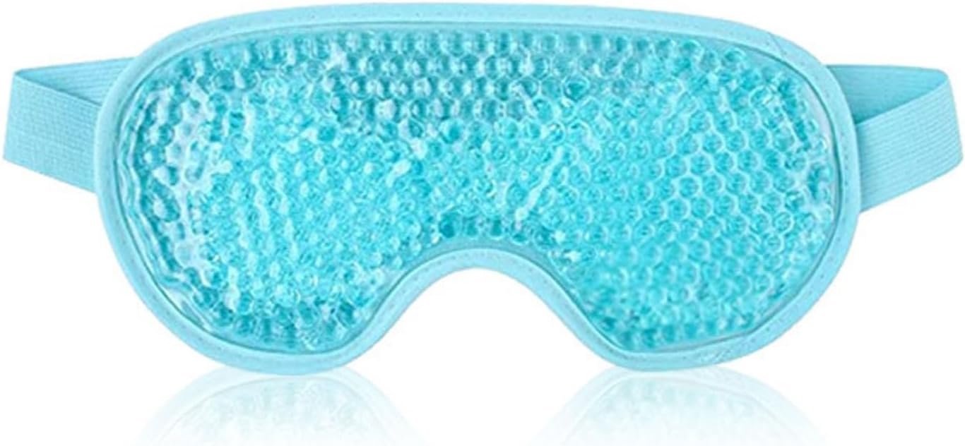 Plush Cooling Eye Mask with PVC Gel Beads, Cold & Hot Compress Sleep Mask with Blackout Design, Reusable Ice Bead Mask for Headache, Migraines Relief & Puffy Eyes(Grey)