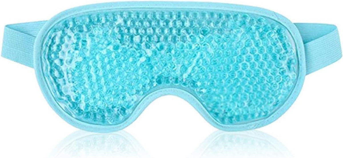 Plush Cooling Eye Mask with PVC Gel Beads, Cold & Hot Compress Sleep Mask with Blackout Design, Reusable Ice Bead Mask for Headache, Migraines Relief & Puffy Eyes(Grey)