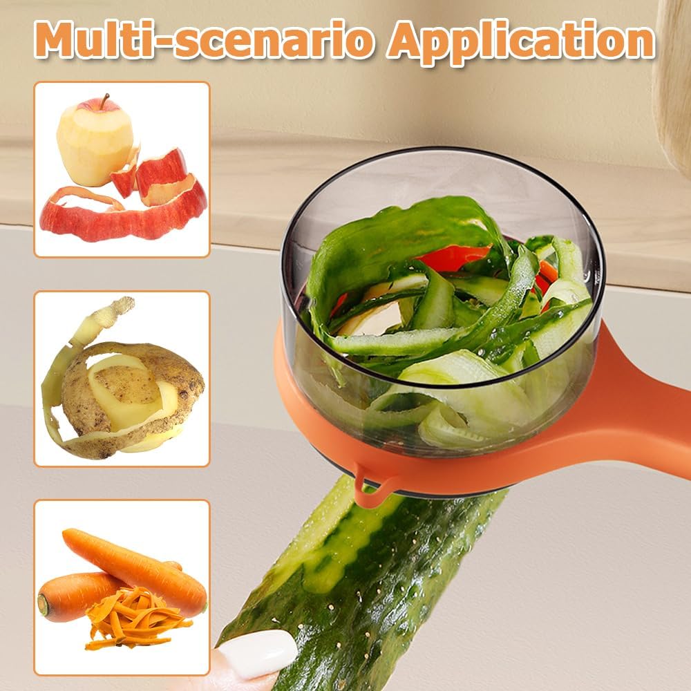 Peeling Knife with Storage Box, Double Sided Vegetable Fruit Peeler, Stainless Steel Blade, Easy to Clean for Cucumber Potato Carrot