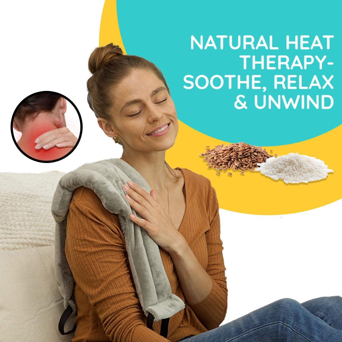 Versatile Heated Neck Wrap Microwavable - Neck Warmer Microwave Heating Pad for Shoulders, Sore Muscles - 22 Inches - 1 Pack