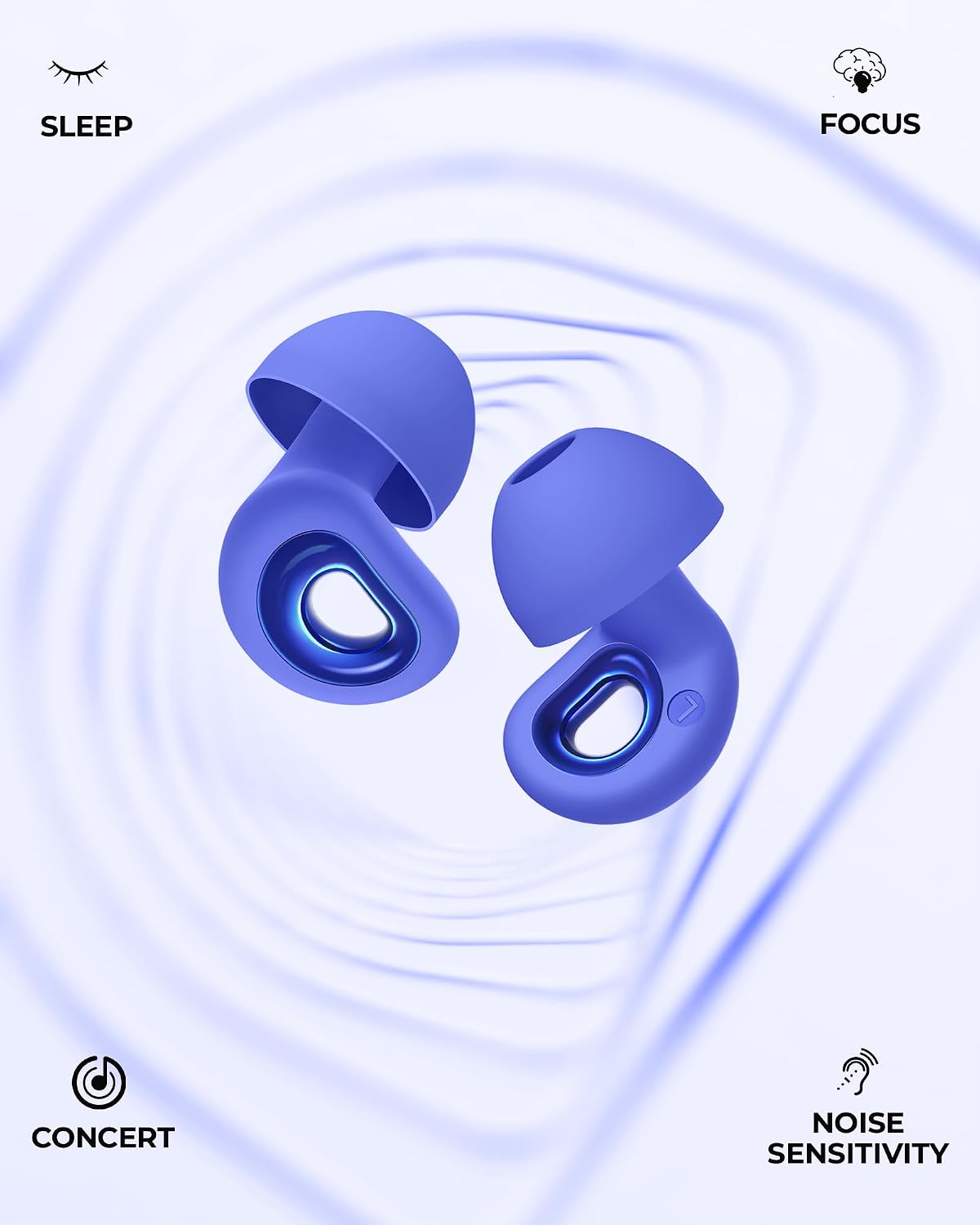 55dB Noise Reduction Ear Plugs for Sleeping, Reusable Noise Cancelling Earplugs for Snoring, Side Sleepers & Travel, Soft Silicone Hearing Protection for Concerts, Studying, Work, Airplane, 7 Ear Tips