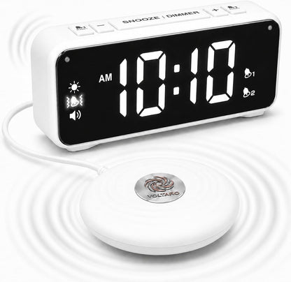 Vibrating Bed Shaker Alarm Clock for Deaf & Hard of Hearing, Black