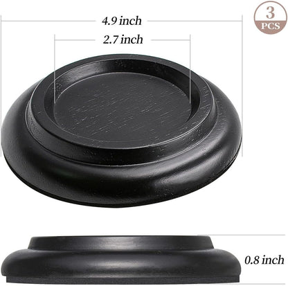 Piano Caster Cups Grand Piano Caster Cups Piano Leg Hardwood Cups Pads for Grand Piano (Wood Black, Set of 3)