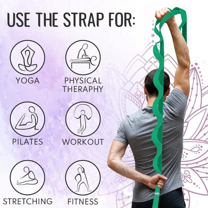Stretching Strap with 10 Loops for Physical Therapy & Rehab | Non-Elastic Yoga Stretch Band for Hamstring, Leg, Hip & Knee Rehab, Pilates, Flexibility & Mobility Exercises for Men & Women