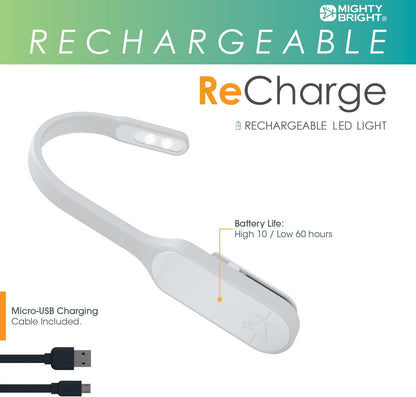 The Original Mighty Bright Recharge Clip On Rechargeable Book Light Reading Light, Warm Eye Care LEDs, Flexible, Durable, Dimmable, Perfect for Kids, Bookworms, Reading in Bed, Lasts 60 Hours (Green)