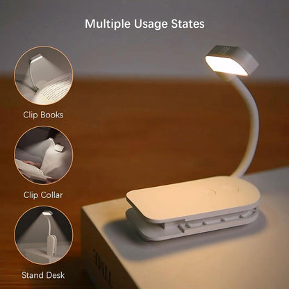 Choudao Rechargeable Book Light, Portable Reading Light,Black | Eye Caring 3 Color Temps, Extremely Long Battery Life, Portable Clip-On Reading Light for Studying
