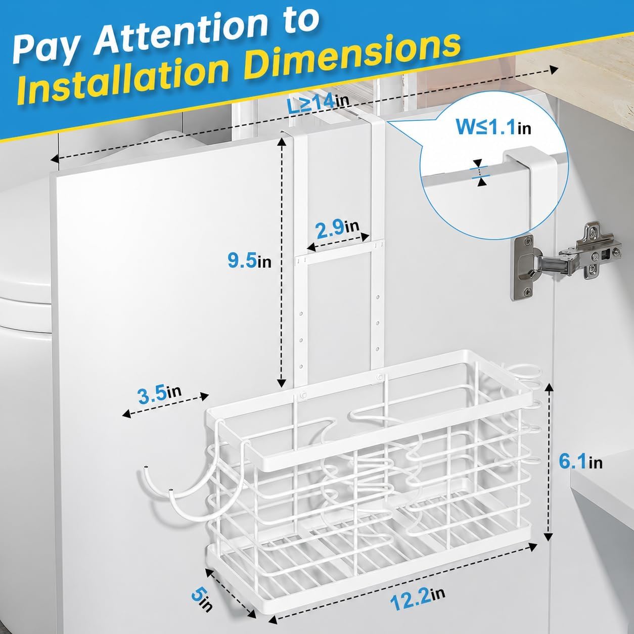 2026 Upgraded 3-in-1 Universal Hair Tool Organizer, XL Size, Black | Adjustable Height Metal Hair Dryer Holder, Wall Mounted, Over Cabinet Door, Countertop, Bathroom Storage