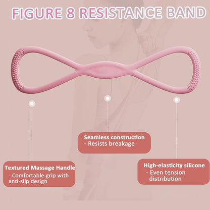 Figure 8 Resistance Bands for Women & Men – 15LB Silicone Pull Rope for Shoulder, Back & Arm Workout – Non-Slip Handles, Home Gym, Yoga & Physical Therapy – Toning, Posture Correction
