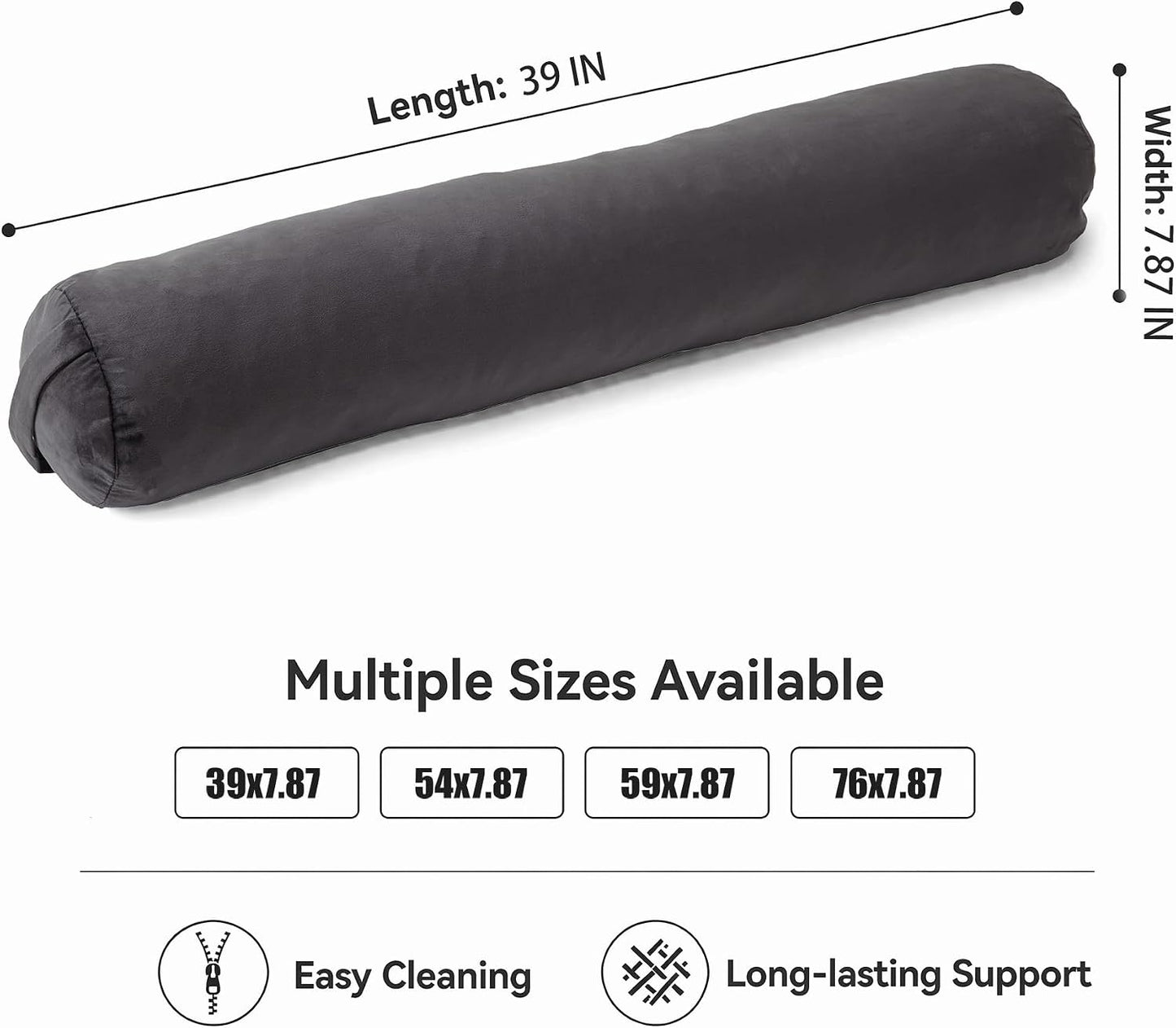 SAMTY Bolster Pillow for Adults, Long Round Body Pillow for Bed, 76x7.87 | Beige, Velvet Lumbar Pillow, Soft Cylindrical Body Pillow, Hidden Zipper And Carry Handle for Sleeping, Reading Relaxing
