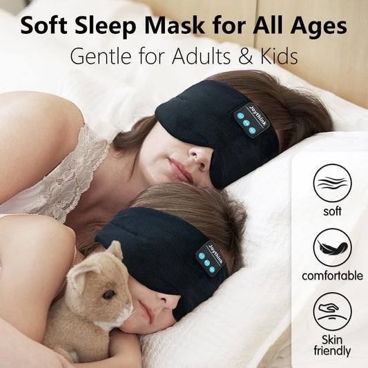 Joythink Sleep Headphones Bluetooth Sleep Mask Silk Headband Earphones Bluetooth Eye Mask for Sleeping On Side Blackout Soft Sleep Earphones Music Kids Children Eye Cover Purple