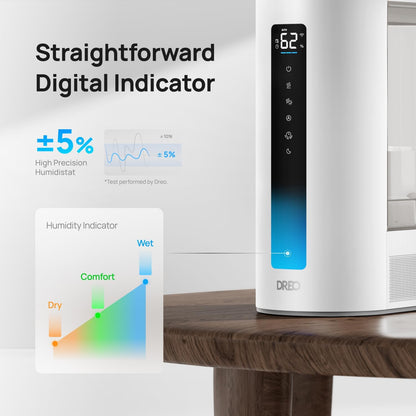 DREO 6L Smart Humidifiers for Bedroom, Warm & Cool Mist for Large Room | 60-Hour Quiet Runtime, 500ML/H Output, Smart Humidity Sensor, Indicator Light, App Control, Works with Alexa & Google, Silver
