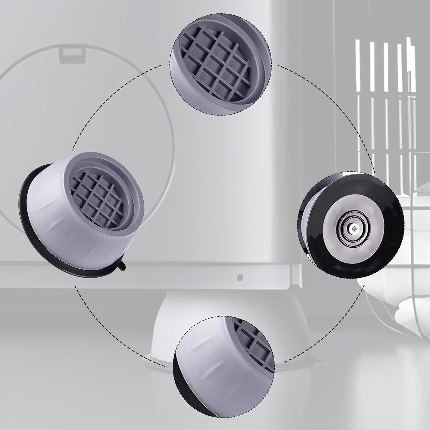 Anti Vibration Pads for Washing Machine, 8 Pcs Washing Machine Support, Anti- Walking Washer Dryer Pedestals Fit All Machines, Shock Absorbing Mat GL010