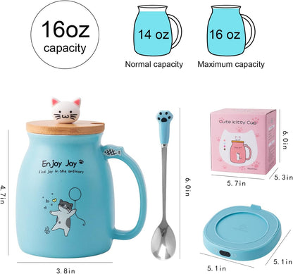 Cat Mug Coffee Mug Warmer Set for Desk Electric Heated Tea Cup Candle Plate | Cute Cat Cup Warmer Set, Self Heating Tea Warmer for Office Home, 8Hrs Auto Shut Off 4 Temperature Setting, Christmas Gift