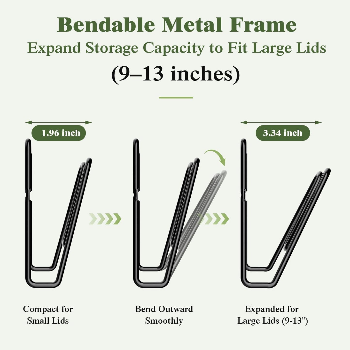 4 Pack Pot Lid Organizer Rack for Cabinet Door, No Drilling