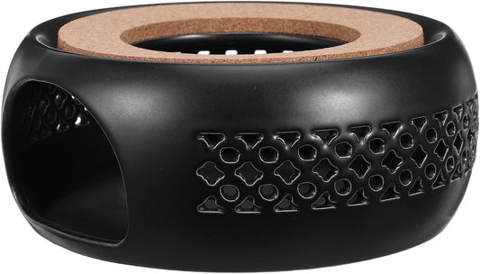 Ceramic Teapot Warmer Tea Pot Heater Stand Portable Round Cork Mat Multipurpose Beverage Warmer Protecting Table Surfaces for Coffee Pot and Soup for Office and Travel Use