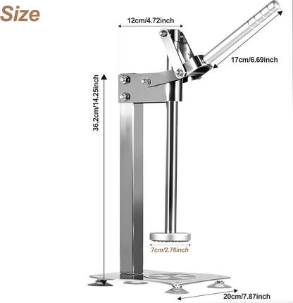 Stainless Steel Manual Lemon Squeezer Press, Heavy Duty Nut & Lemon Smasher Machine, Orange Citrus Fruit Juicer Crusher with Labor-Saving Handle & Suction Cups for Fruit Nut