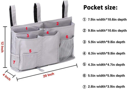 Sugaroom Bedside Storage Caddy, Bunk Bed Organizer Bed Storage Pocket Bedside Organizer Hanging Bed Storage Caddy for College Dorm Room, Hospital Bed Rails, Baby Bed, Camp