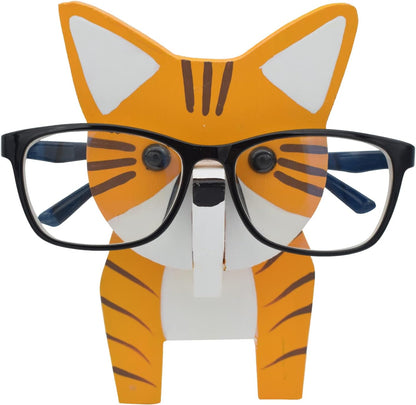 Creative Glasses Holder Stand, 3D Wooden Puzzle Animal Eyeglass Stand Home Office Desk Décor Gift (Cat)
