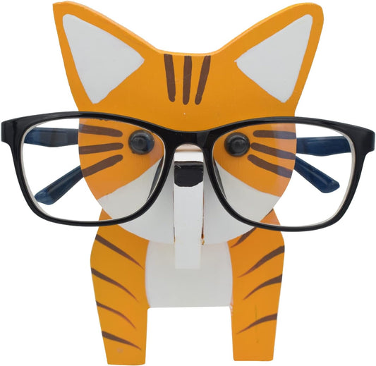 Creative Glasses Holder Stand, 3D Wooden Puzzle Animal Eyeglass Stand Home Office Desk Décor Gift (Cat)