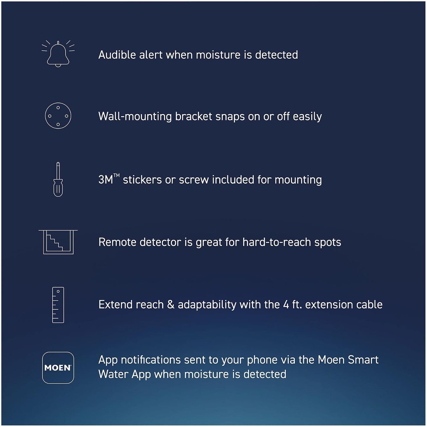 Moen 920-005 Flo Smart Water Leak Detector, White, 3-Pack