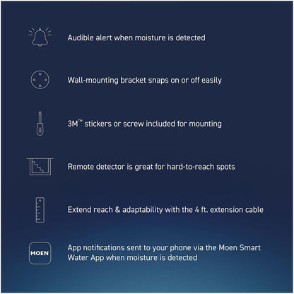 Moen 920-005 Flo Smart Water Leak Detector, White, 3-Pack