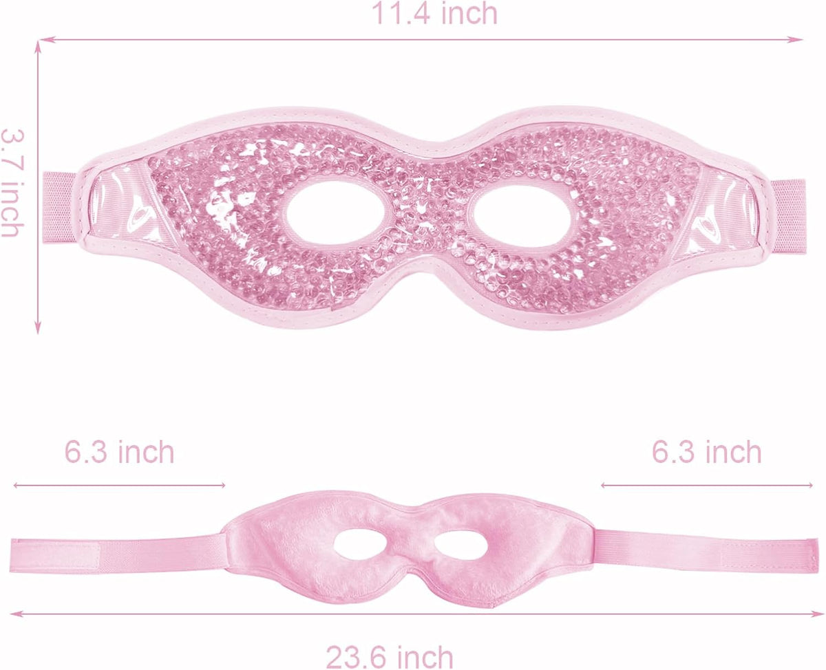 Cooling Gel Eye Mask with Eye Holes, 2 PCS Cold Eye Packs for Puffiness & Swelling, Reusable Hot Cold Compress Heat Ice Gel Pack, Purple and Pink
