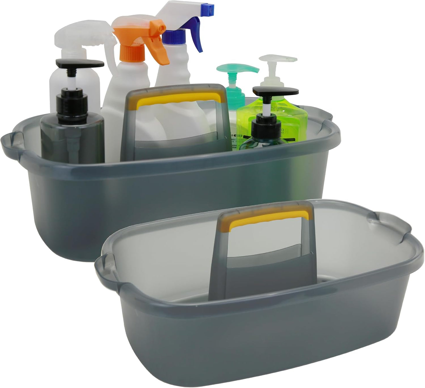 Goderewild Multi-Purpose Plastic Cleaning Caddy with Handle, Shower Caddy Organizer/Storage Basket/Totes Portable for Bathroom Supplies, Cleaning Products, Under Sink Tool, Housekeepers (Grey)