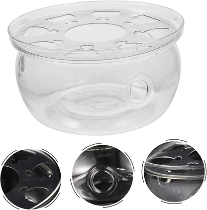 Mobestech Household Teapot Heater Chic Glass Teapot Warmer with Non Slip Base Tea Stove Heating Stand for Heat Preservation and Easy Cleaning Present for Friends and Family