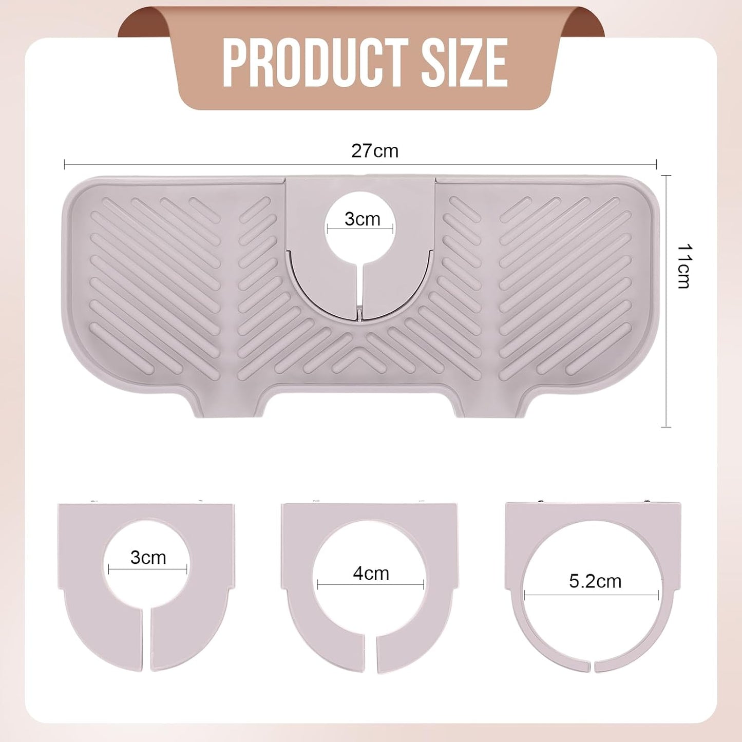 Teenyyou 2 Pcs Silicone Faucet Splash Guard 10.6 ” x 4.3” Kitchen Sink Splash Guard Faucet Mat for Kitchen Mat Catcher Black and Grey Sink Accessories for Bathroom