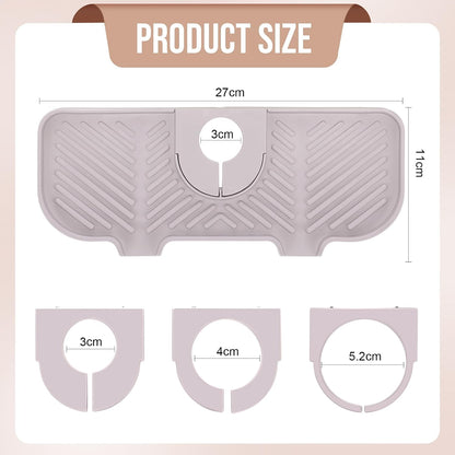 Teenyyou 2 Pcs Silicone Faucet Splash Guard 10.6 ” x 4.3” Kitchen Sink Splash Guard Faucet Mat for Kitchen Mat Catcher Black and Grey Sink Accessories for Bathroom