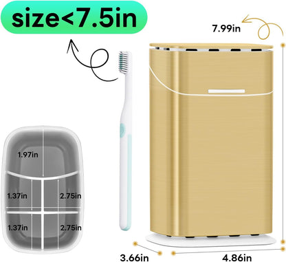 GFWARE Electric Toothbrush Holder with Cover, Ventilated & Drainage, Silver | Detachable 5 Slots Bathroom Organizer for Toothbrush & Toothpaste, Waterproof & Dustproof, Electric Toothbrushes Under 10 In