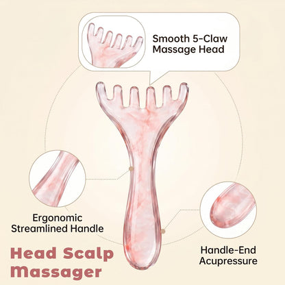 ElevateTech Scalp Massager Handheld Comb, 2 Pcs Head Massager Scalp Comb Manual Hair Scalps Massage Gua Sha Tool Five Claw Resin Relax Spa Tool for Soothing Head Massage, Pink