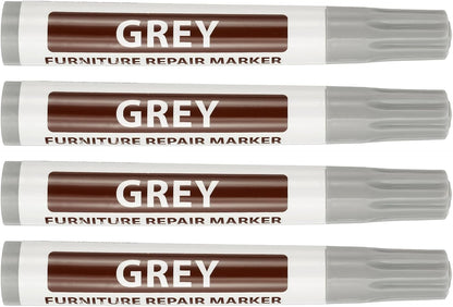 PATIKIL 4Pcs Furniture Markers Touch Up, Furniture Repair Kit Wood Markers for Scratches Wood Floor Holes Tables, Grey