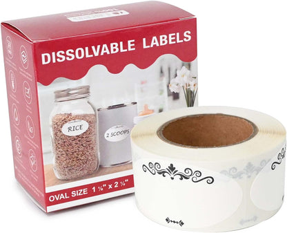 L Liked 250 Dissolvable Food Labels 1-1/8"x2-1/4 for Mason Jars Canning