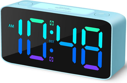 Cadmos 110dB Extra Loud Alarm Clock for Heavy Sleepers Adults, Digital Clock with 7 Color Night Light, RGB Display, Dual USB Charger, Small Clocks for Bedrooms, Kids, Teens (White+RGB)