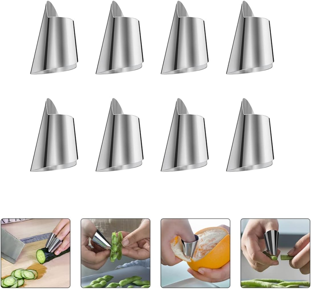 Hemoton 60pcs Stainless Steel Finger Nail Guards for Cutting and Peeling Vegetables Kitchen Tools for Protecting Nails While Cooking Easy to Use and Clean