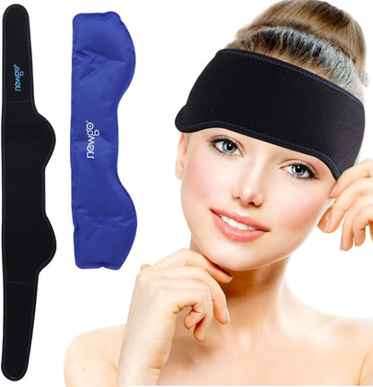 NEWGO Headache Ice Pack Head Wrap for Migraines, FSA Eligible | Reusable Head Ice Wrap, Removable Machine Washable, Soothes Tension Headaches, Sinus Pain, Chemo Discomfort, and Hot Flash