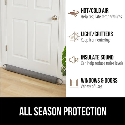 GORILLA GRIP Door Draft Stopper for Bottom of Doors, Cold Air Insulation Sweep, Weather Stripping Seal Noise, Soundproofing, Warmth Sealer, Easy Install Gap Filler, Home Essentials, 32 Inch, Gray