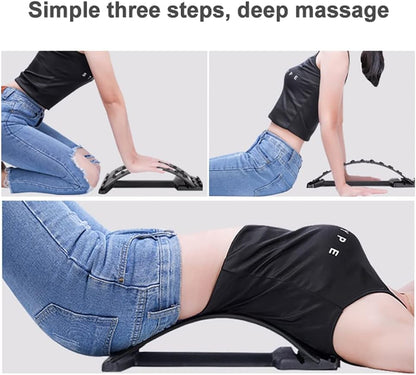 Back Magic Multi-Level Back Stretching Device，Back Alignment Device,Lumbar Stretcher Spinal, Lower and Upper Muscle Pain Relief(Black)
