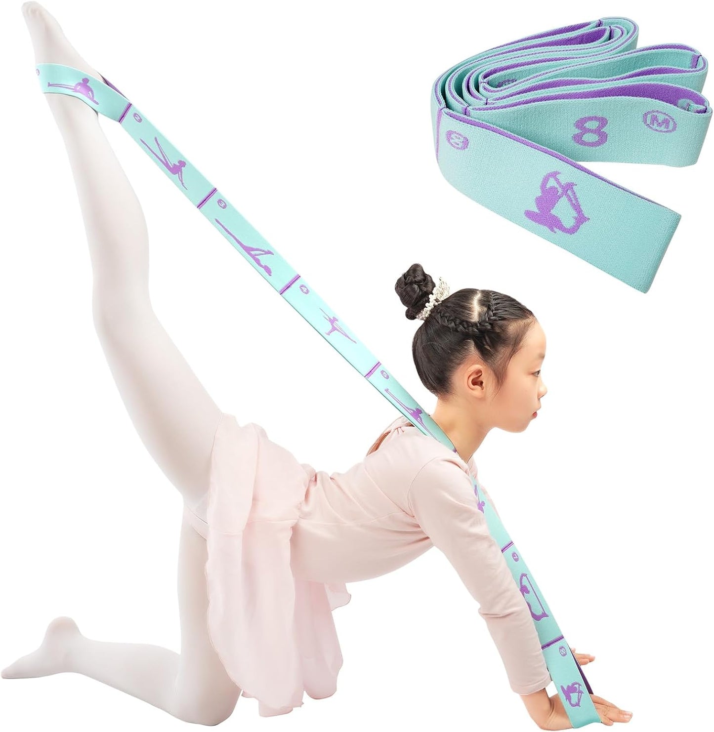 8 Loops Stretching Strap for Kids, Extended Dance Stretch Band Elastic for Ballet & Gymnastics, Children's Resistance Bands for Flexibility Training, Dance Equipment for Girls