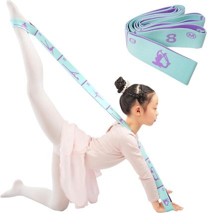 8 Loops Stretching Strap for Kids, Extended Dance Stretch Band Elastic for Ballet & Gymnastics, Children's Resistance Bands for Flexibility Training, Dance Equipment for Girls