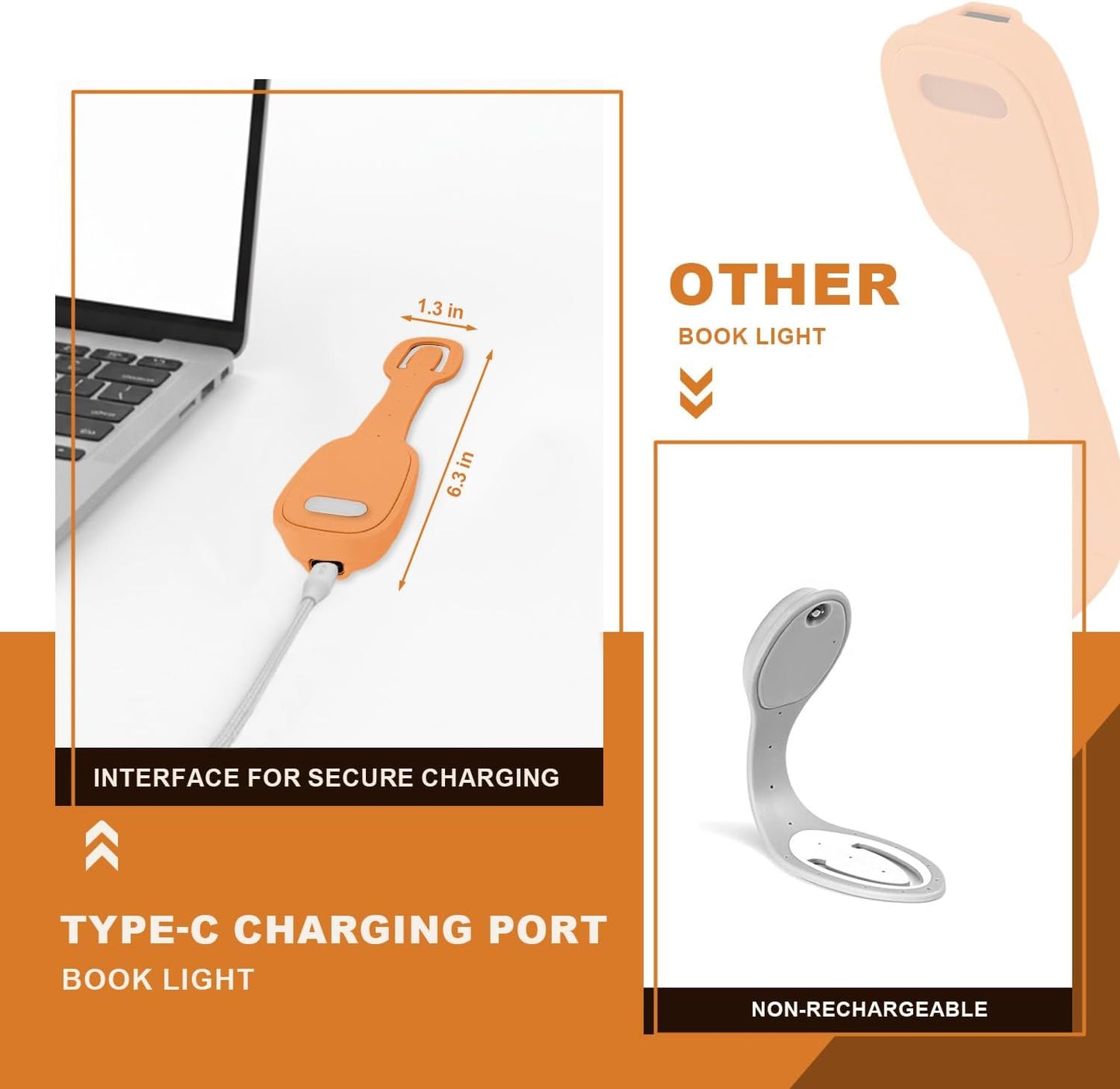Rechargeable Kids Book Light, Cute Bookmark Reading Light for Kids, Dimmable Portable LED Book Light for Reading in Bed, Eye-Caring Bedtime Reading Lamp for Children & Travel, Brown