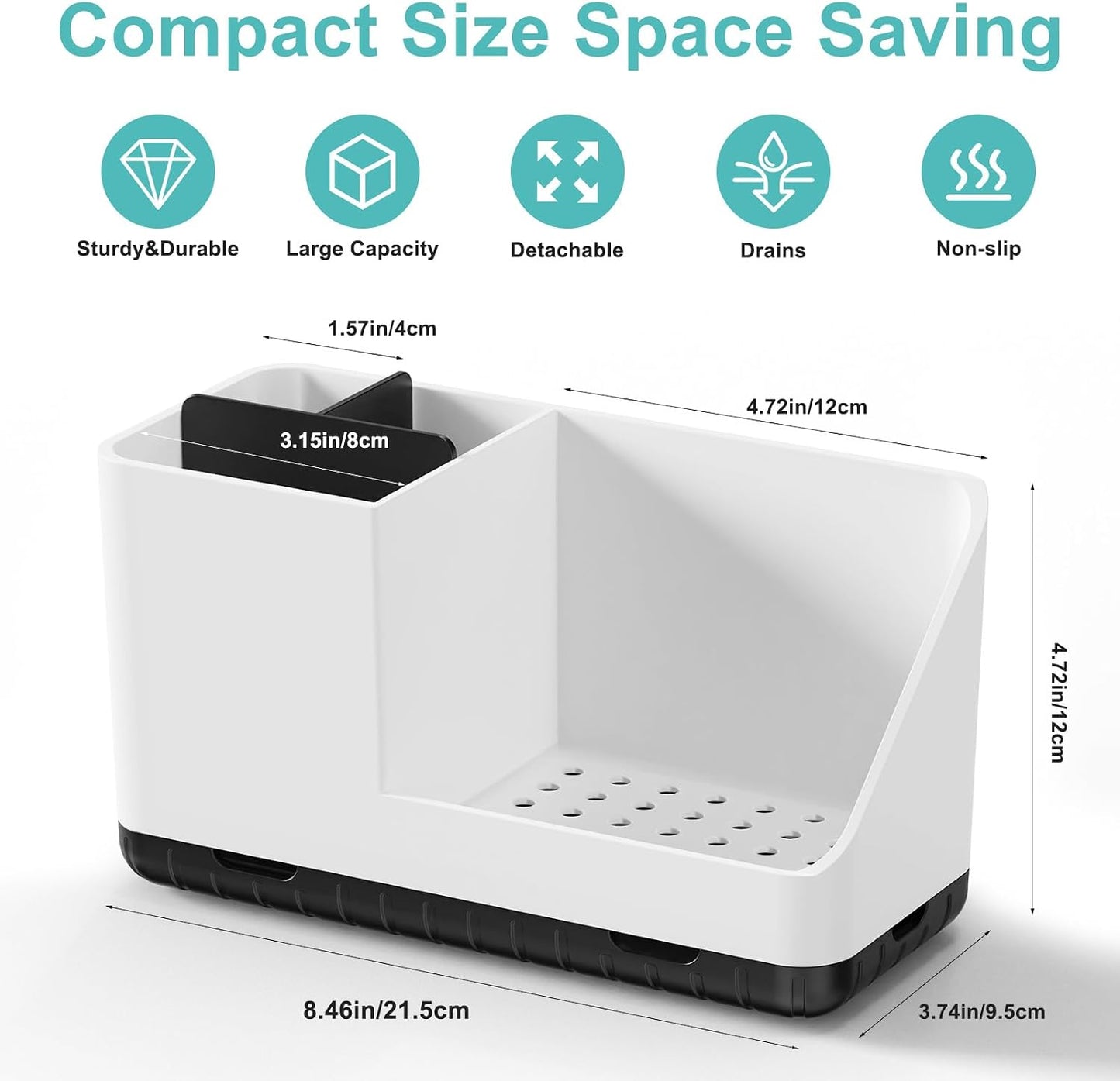 Toothbrush Holders for Bathroom Counter Organizer and Storage (White) | Easy To Clean, Drainage, Non-Slip, Detachable, Kids Electric Toothbrush and Toothpaste Holder for Bathroom