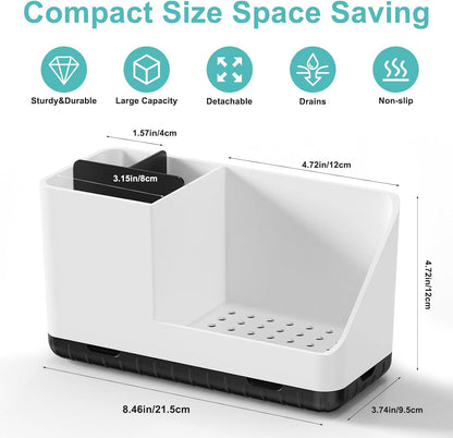 Toothbrush Holders for Bathroom Counter Organizer and Storage (White) | Easy To Clean, Drainage, Non-Slip, Detachable, Kids Electric Toothbrush and Toothpaste Holder for Bathroom