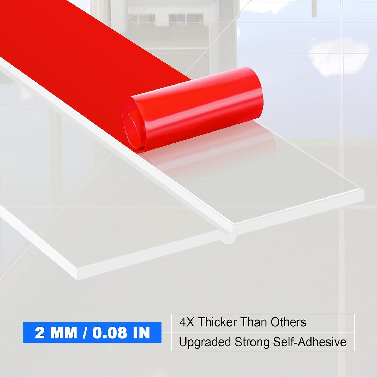 ToLanbbt Weather Stripping Silicone Door Seal Strip 2 in x 10 ft Door Draft Stopper Self Adhesive Tape, Side & Bottom Gaps Insulation Seal for Glass Shower Sliding Window, Black