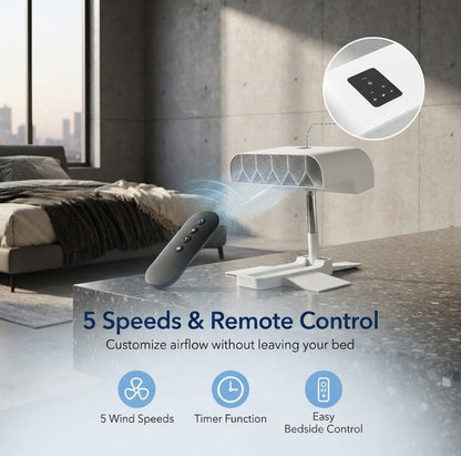 Bed Fan Under Sheets, Quiet Cooling Bed Fan with Remote Control (white,2pcs)