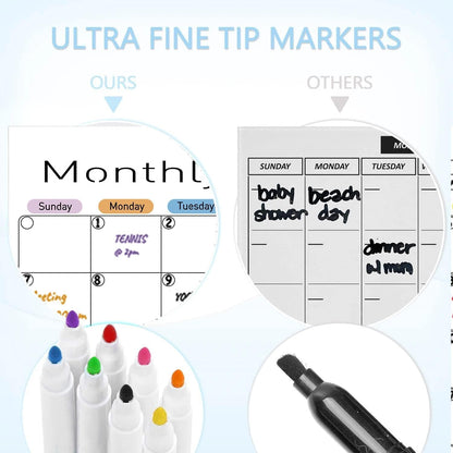 Hivillexun 16.5"x12" Clear Acrylic Magnetic Dry Erase Calendar Board with Monthly & Weekly Planner, 6 Markers & Large Eraser for Fridge, Office, Home (White)