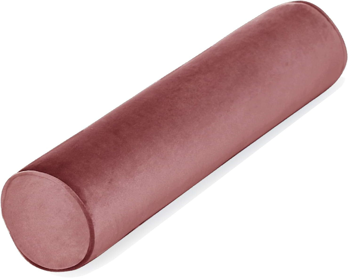 Tinbolunce Memory Foam Roll Pillow for Knee/Leg/Neck - Full Moon Bolster/Round Cylinder Pillow for Sleeping on Side or Back - Removable Cooling Cover Length 18" x 6" Diameter (Chocolate Brown)